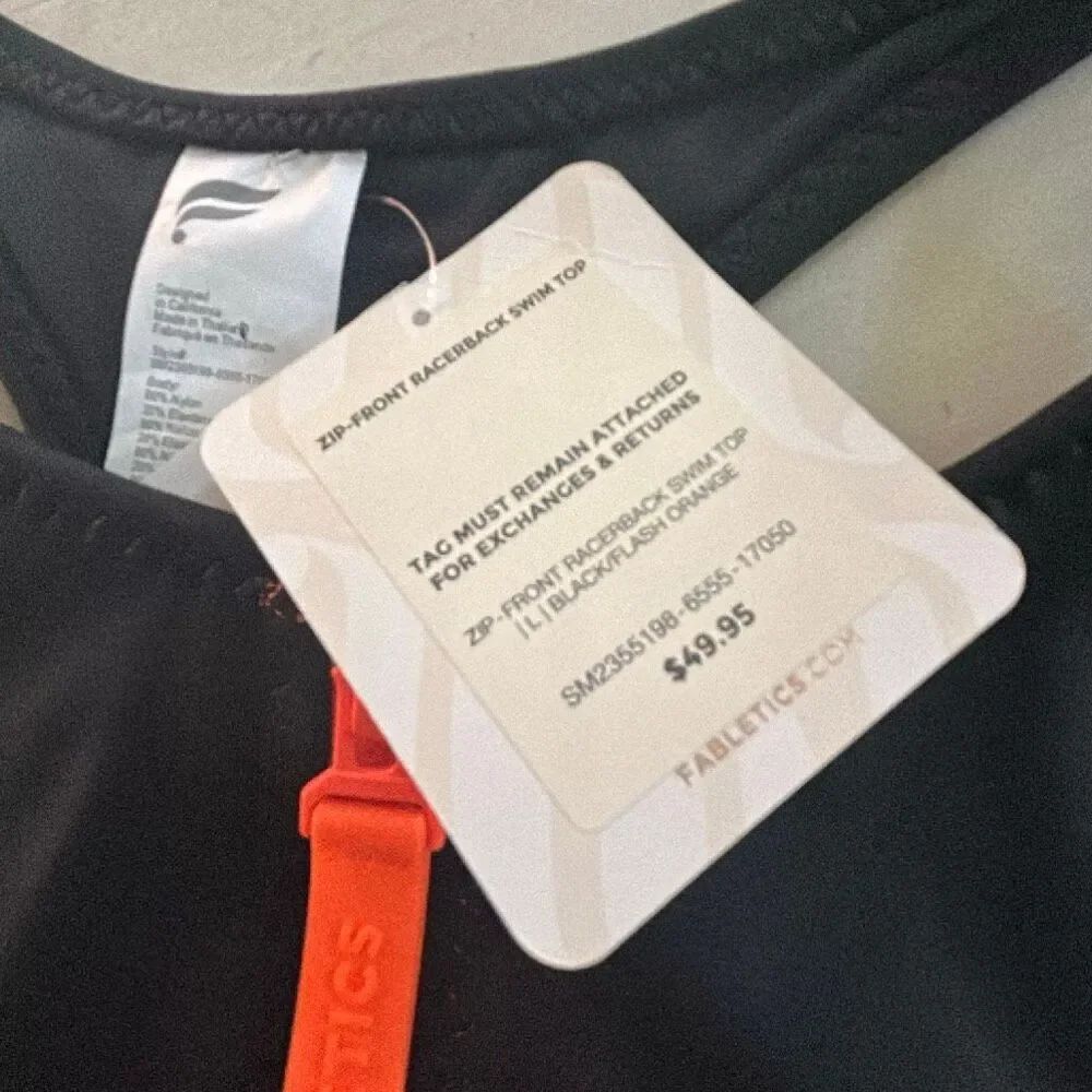 Fabletics Zip Front Racerback Swim Top NWT - Picture 2 of 5